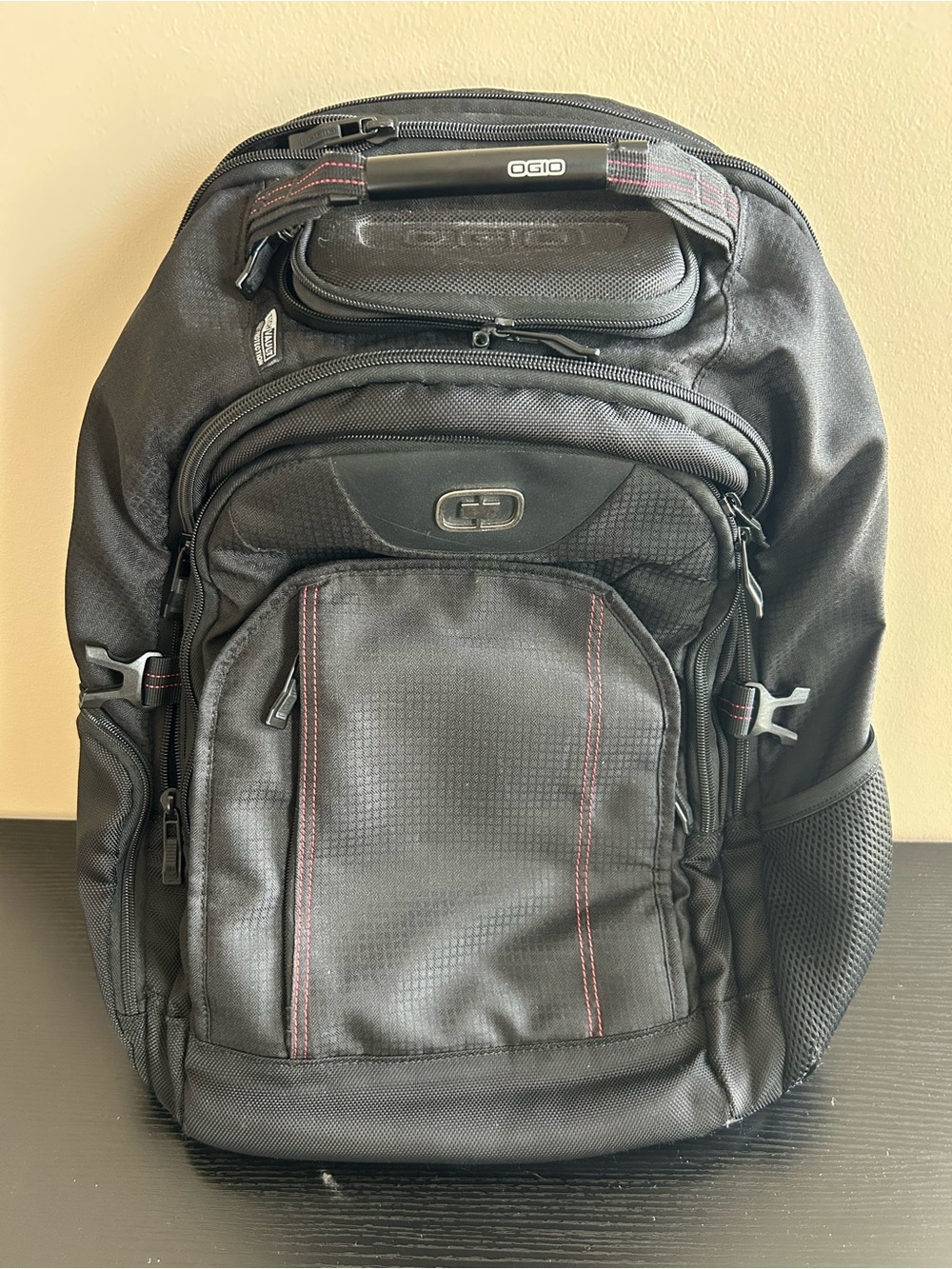 OGIO Black Backpack with Subtle Red Stitching